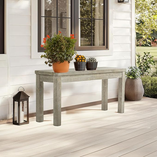 VINGLI Outdoor Wooden Bench, 40” Porch Bench Outdoor Backless Garden Bench, Small Outdoor Bench for Deck Patio Entryway (Grey, 40in)