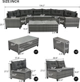Quarte Outdoor Patio Furniture Sets, 8-Pieces All Weather Wicker Round Sofa Set, Half-Moon Sectional Sets - Photo 7
