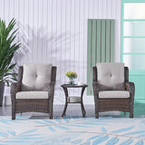 Rilyson Patio Bistro Set Wicker Chairs - 3 Piece Outdoor Rattan Conversation Set with 2 Armrest Chair and 1 Side Table - Photo 2