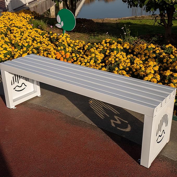 Durable Metal Garden Bench for Outdoors, 1102 lb Capacity, Stylish Patio Seating, Perfect for Lawns, Yards, Porches, and Parks - 39in White Outdoor Bench
