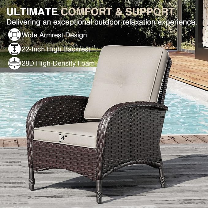 Joyside Wicker Patio Furniture Set, 5 Piece Outdoor Furniture Set with Thickened Cushions, High Back, Deep Seating - Photo 4