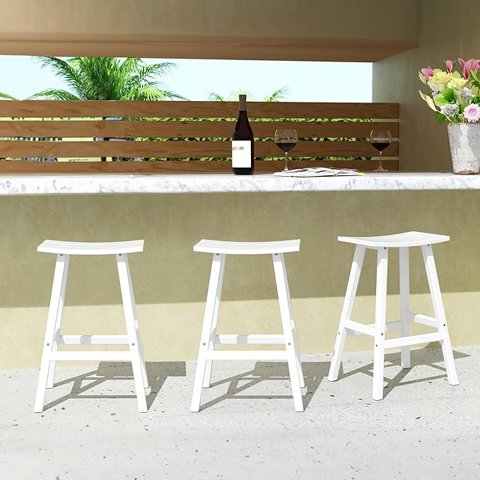 WestinTrends Malibu Malibu 29 Inch High Backless Seat Bar Stools (Set of 3), White