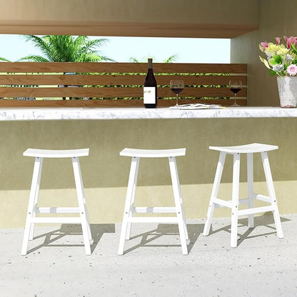 WestinTrends Malibu Malibu 29 Inch High Backless Seat Bar Stools (Set of 3), White