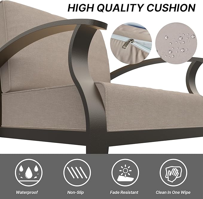 Gotland Aluminum Patio Furniture Set with Fire Pit Table - Photo 4