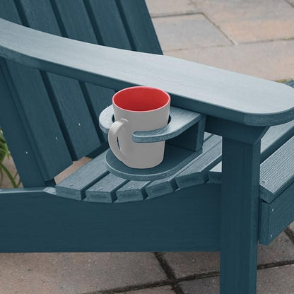Highwood AD-KITCHL5-NBE Hamilton Folding & Reclining Adirondack Chair with Ottoman and Cup Holder, Nantucket Blue