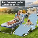 MOPHOTO Tanning Chair, Outdoor Sunbathing Lounge Chair 5-Position, Folding Chaise Lounger - Photo 3