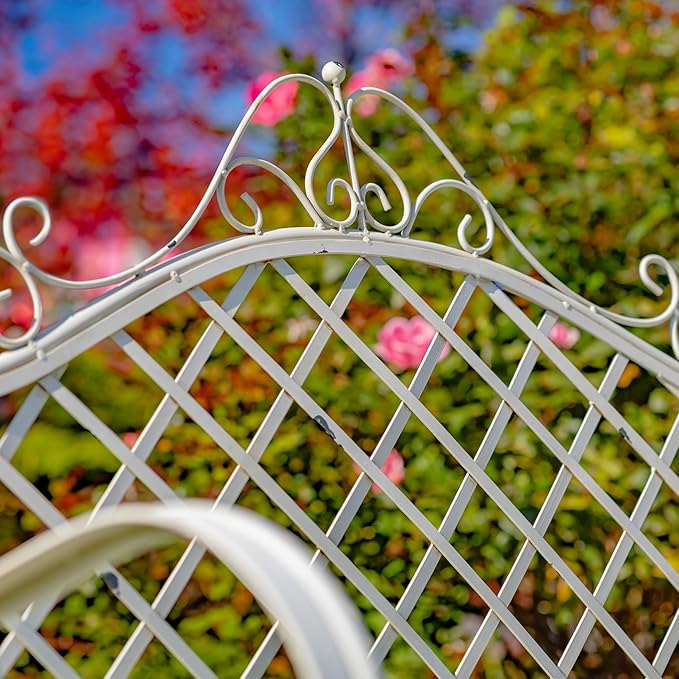 Zaer Ltd. Well Made Metal Garden Bench (Antique White)