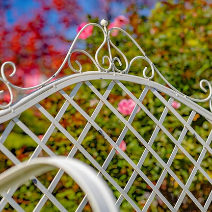 Zaer Ltd. Well Made Metal Garden Bench (Antique White)
