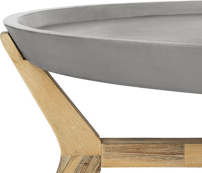 Safavieh Outdoor Collection Hadwin Dark Grey Indoor/Outdoor Modern Concrete Oval 31.5" Coffee Table