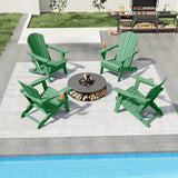 Folding Adirondack Chairs with Cup Holders, Set of 4 HDPE Plastic Outdoor Chairs, Weather Resistant, Real Wood Look - Photo 2