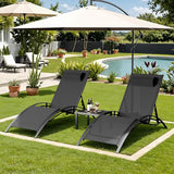 AthLike 3 pcs Poolchairs Patio Chaise Lounge Set with Headrest - Photo 9