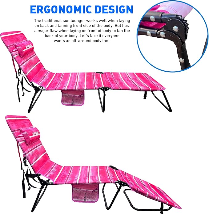 EasyGo Product FLIP Face Down Tanning Beach Chair Lounger with Face & Arm Holes - Polyester Material – Multiple - Photo 5