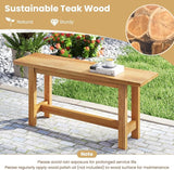 Tangkula Outdoor Teak Wood Bench, Patio Dining Bench Seat, Wooden Garden Bench, 2-Person Loveseat Seating for Porch - Photo 6