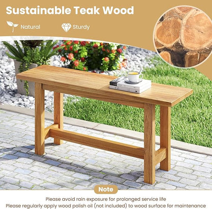 Tangkula Outdoor Teak Wood Bench, Patio Dining Bench Seat, Wooden Garden Bench, 2-Person Loveseat Seating for Porch, Backyard and Poolside (2,Natural)