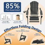 Adirondack Chair with Ottomans Set of 3, HDPE All-Weather Outdoor Footrest - Photo 3