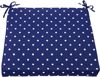 BrylaneHome Chair Cushion with Ties - 18.75" L x 18" W - Patio & Outdoor - Water, Stain & Fade Resistant - Evening Blue Dot