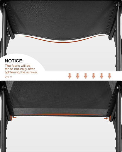 Crestlive Products 2PCS Chaise Lounge Chairs Outdoor with 1PC Side Table, Aluminum Patio Lounge Set, Adjustable Five-Position Recliner for Beach, Pool, Sunbathing, Lawn, Yard