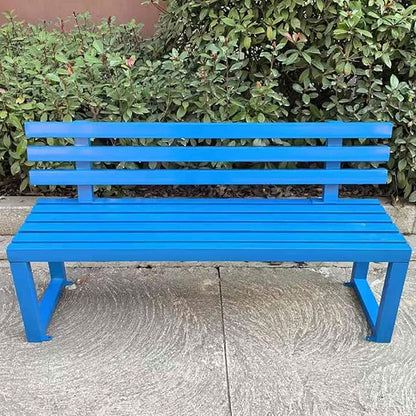 Outdoor Metal Garden Bench, Patio Park Benches Weatherproof, Colorful Front Porch Bench with Backrest, for Outside, Porch, Backyard, Lawn, Balcony(Blue,150cm/59in)