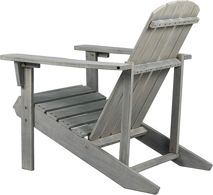Eyely PTA1002B Amelia Outdoor Patio Traditional Acacia Wood Adirondack Chair, Gray for Traditional, Coastal, Country, Cottage, Farmhouse, Rustic