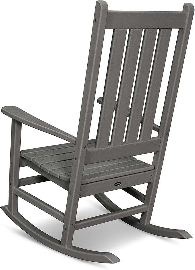 Polywood Vineyard Porch Rocking Chair, HDPE Outdoor Rocker, Patio Furniture, Black, Made in USA