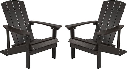Flash Furniture Charlestown Poly Resin Adirondack Chair - Slate Gray - All Weather - Indoor/Outdoor - Set of 2