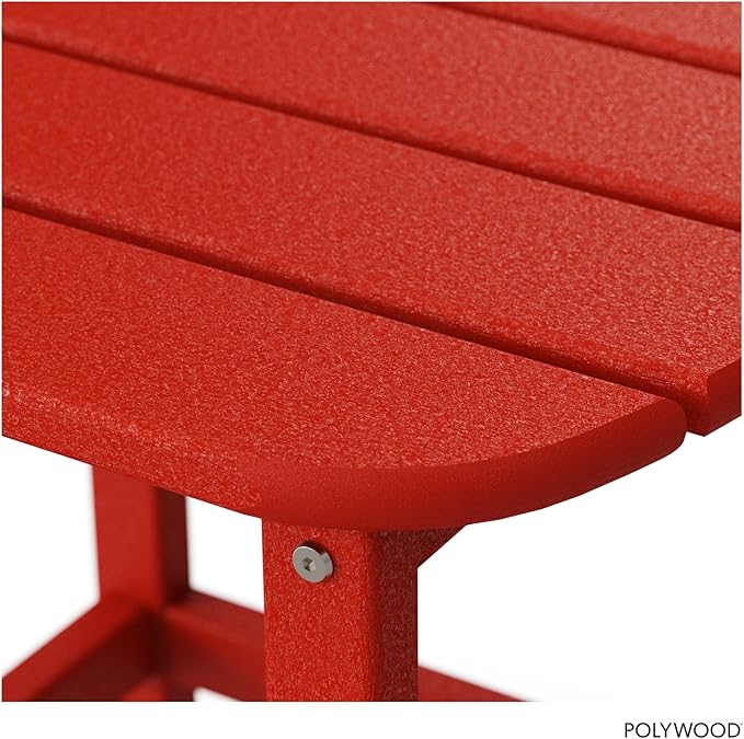 POLYWOOD SBT18SR South Beach 18" Outdoor Side Table, Sunset Red