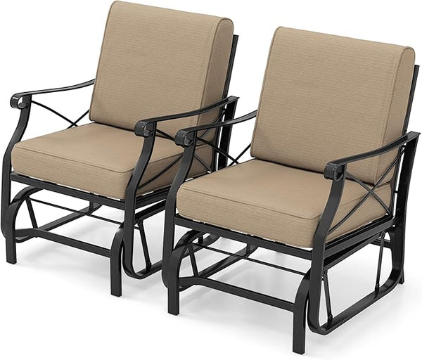 Tangkula Outdoor Glider Rocking Chair, Patio Gliding Chair Furniture with Metal Frame and Thick Cushions for Porch - Photo 1
