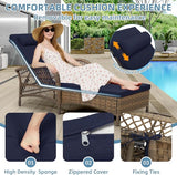 Outdoor Chaise Lounge Chair, PE Wicker Long Recliner Patio Lounge Chair with Cushion - Photo 6