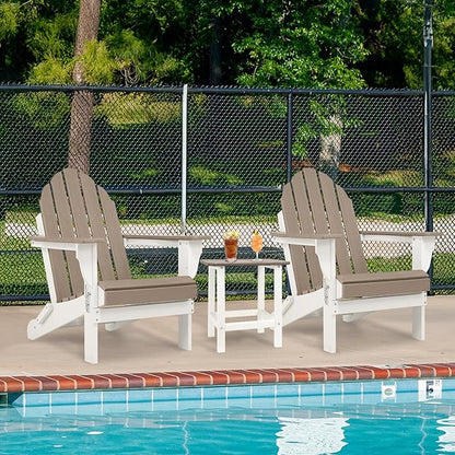 Aoodor HDPE Outdoor All-Weather Folding Adirondack Chair for Patio, Garden, Backyard, Lawn, Fire Pit, Set of 4, Brown