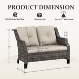 Outdoor Patio Loveseat, All-Weather 2-Seater Wicker Loveseat with Cushions, Outdoor Patio Love Seat Sofa for Garden - Photo 2