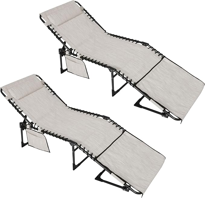 BlueWish 2 Pack Tanning Chair with Face Hole, Outdoor Tanning Chair with 5-Position Adjustable Backrest - Photo 9