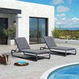 PURPLE LEAF Patio Chaise Lounge Outdoor with Cushion Aluminum Tanning Chair 1 Piece Lounge Adjustable Reclining Dark - Photo 3