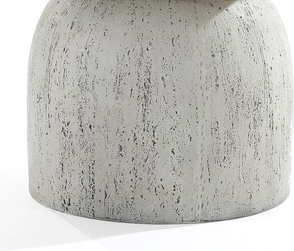 LuxenHome Rustic Outdoor Side Table, 16'' Concrete Small End Tables, Off White and Gray Weathered Accent Table for Patio, Indoor, Poolside, Backyard, Outside, Decorative Garden Stool, Plant Stand
