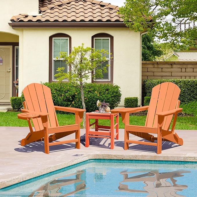 FOOWIN Folding Adirondack Chair Set of 4, HDPE Adirondack Chairs with Cup Holder - Photo 2
