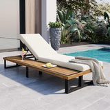 Outdoor Chaise Lounge Chair with 5-Position Adjustable Backrest, Reclining with Cushion - Photo 2