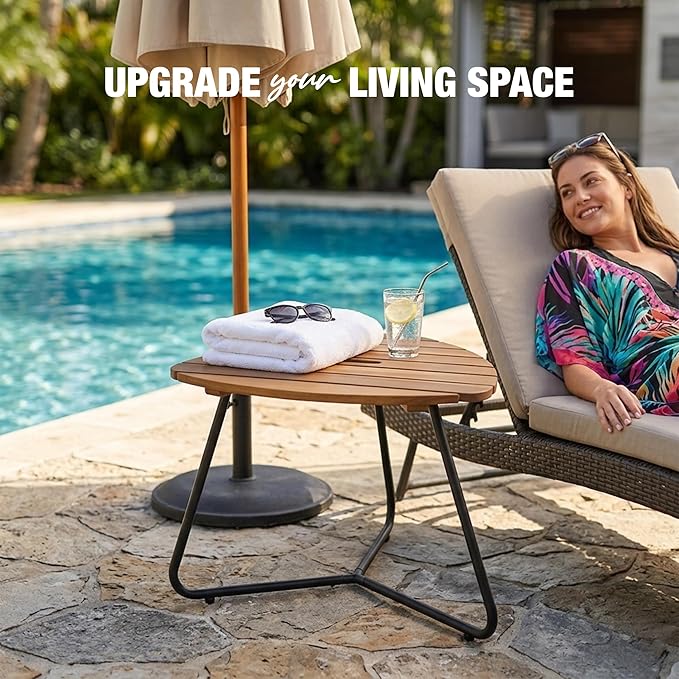Portable Adirondack Side Table 15"H - Wood & Metal Patio Table for Indoor & Outdoor Use - Small Outdoor End Table for - Photo 2