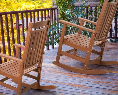 FUNBERRY Outdoor Rocking Chairs, HDPE All Weather Poly Lumber Rocker, High Back Patio Rockers Easy Assembly