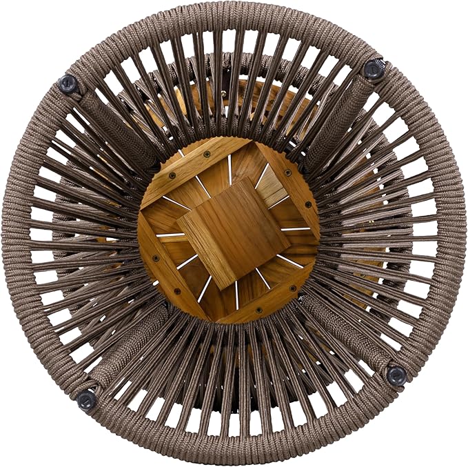 Merax Bohemian Round Outdoor Side Table with Acacia Wood Top and Dark Grey Handwoven Rope Base - Photo 9