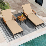 Tangkula 3 Pieces Patio Chaise Lounge Set, 2 Rattan Lounge Chairs with 4-Level Adjustable Backrest - Photo 3