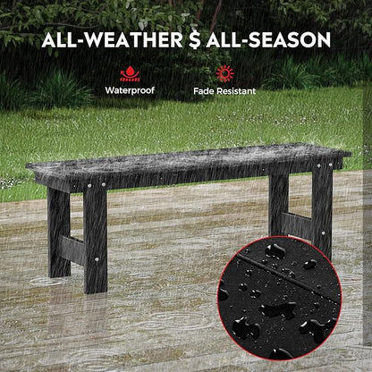 Costaelm Garden Bench, Front Porch Bench Entryway Park Bench, Patio Backless Garden Seat for Outdoors/Indoor, Low Farmhouse Bench, Black