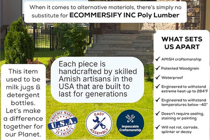 Amish Craftsmanship Made in USA 2FT Heavy Duty Poly Lumber Wood Porch Patio Glider HDPE with No wood fibers Lancaster Series Rollback design 500 lbs Limit With Cupholders Green on Black