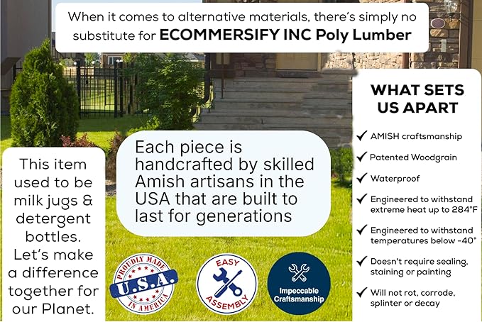 Amish Craftsmanship Made in USA 2FT Heavy Duty Poly Lumber Wood Porch Patio Glider HDPE with No wood fibers Lancaster - Photo 3
