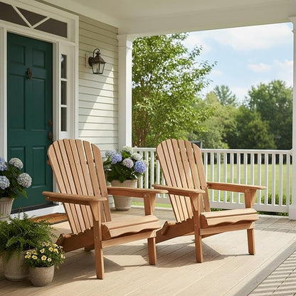 Premium Solid Wood Folding Adirondack Patio Chair Set for Outdoor Relaxation in Garden, Backyard, Porch and Poolside Lounging Comfort
