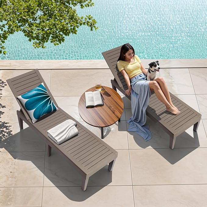 Lounge Chair, Pool Lounge Chairs Set of 2, Lounge Chair Outdoor, Waterproof Sun Loungers Chair - Photo 4
