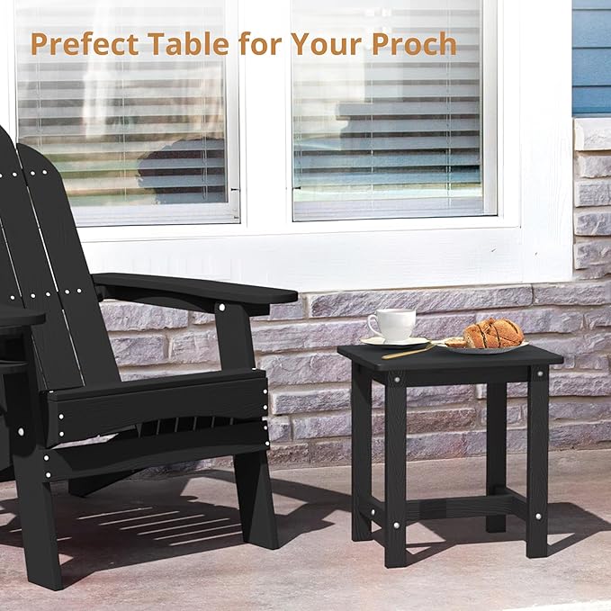 LUE BONA Outdoor Side Table Set of 2, HDPS Small Outdoor Table, Adirondack Side Table, Outside End Table for Patio - Photo 5