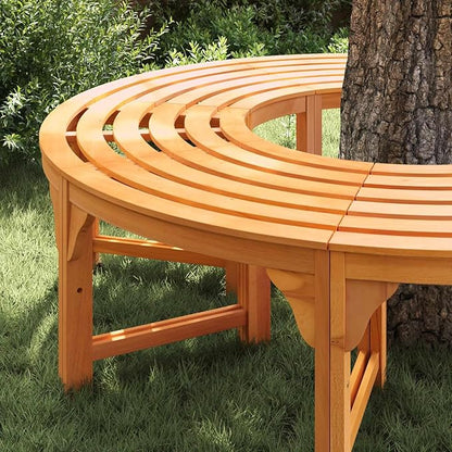 Tree Bench Set 2pcs Natural Solid Eucalyptus Wood Vintage Vibe Garden Patio Bench
