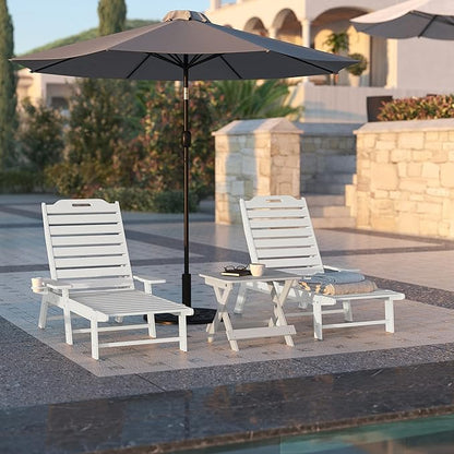 Flash Furniture Monterey Adjustable Adirondack Lounger with Cup Holder- All-Weather Indoor/Outdoor HDPE Lounge Chair, White
