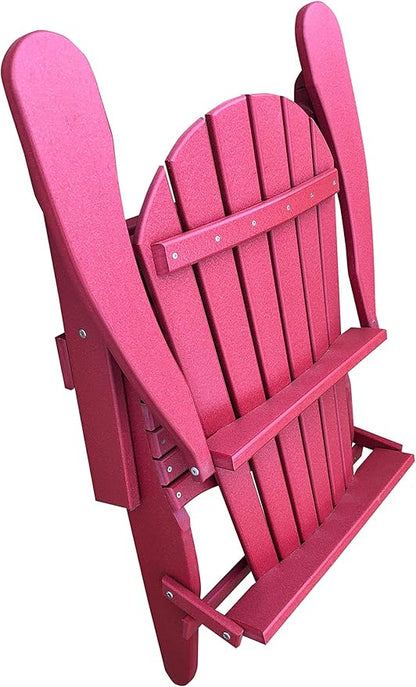 Phat Tommy Foldable Adirondack Chair - Poly Adirondack Chair Folding - HDPE, Heavy Duty, Recycled Plastic - All Weather Outdoor Furniture for Your Deck, Front Porch, or Patio, Cranberry Red