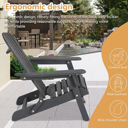 PayLessHere Adirondack Chairs, Weather Resistant Patio Chairs with Pinewood Wooden Textured for Patio Lawn Garden Backyard Deck Pool Beach Fire Pit
