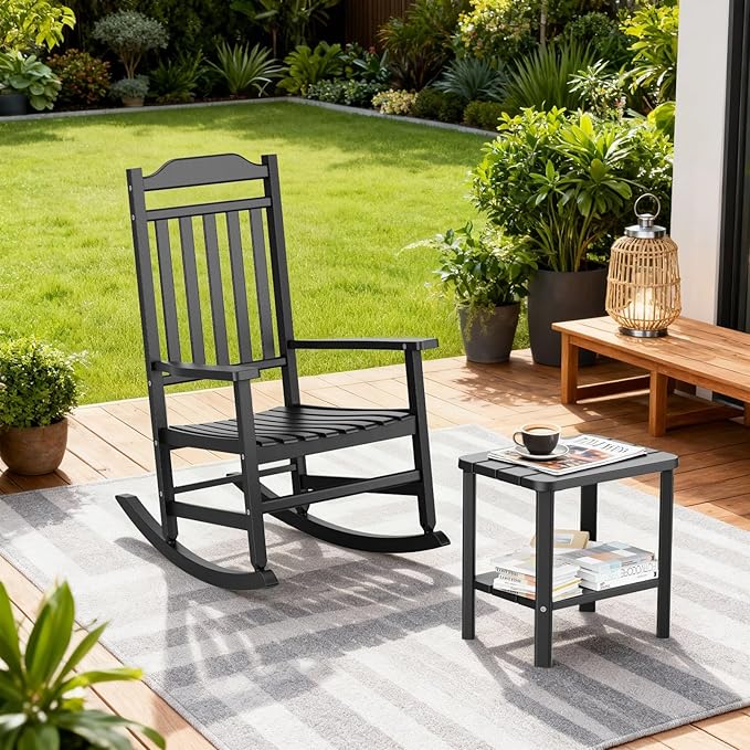 5 Piece Outdoor Rocking Bistro Set, Rocking Chairs Outdoor Furniture - Photo 4